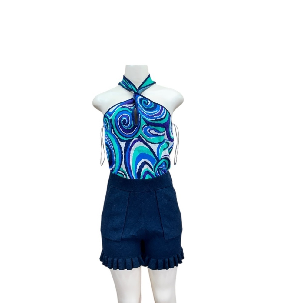 Blue and Green Swirl Halter Top